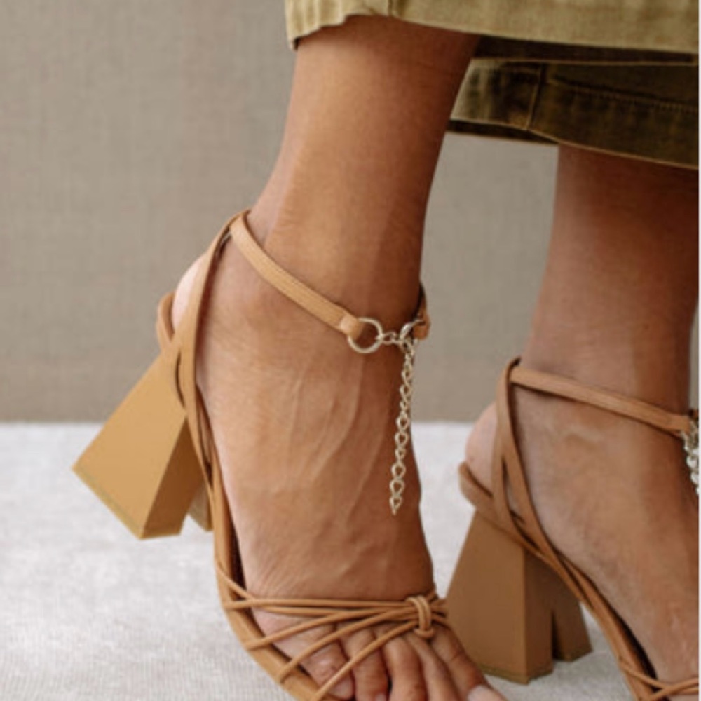 ALOHAS Tan Strappy Heels